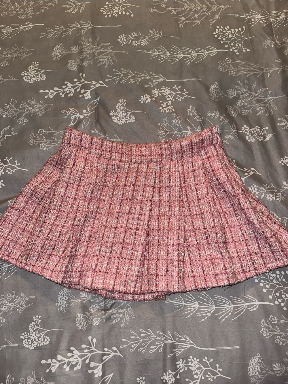 More to Come Pink Tweed Mini Skirt